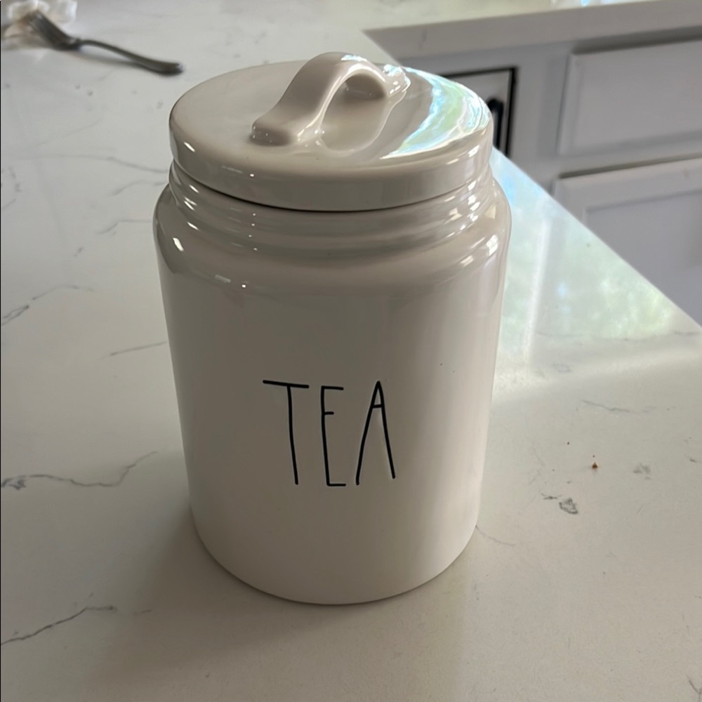 Rae Dunn White Ceramic Tea Canister Kitchen Accessory